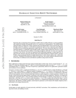 Globally Injective ReLU Networks