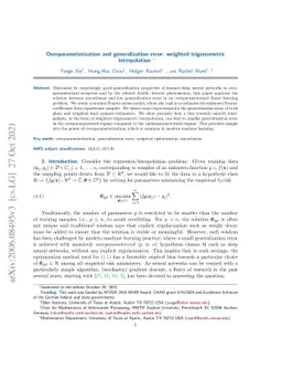 Overparameterization and generalization error: weighted trigonometric
  interpolation
