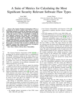 A Suite of Metrics for Calculating the Most Significant Security
  Relevant Software Flaw Types