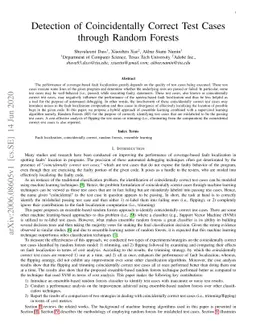 Detection of Coincidentally Correct Test Cases through Random Forests