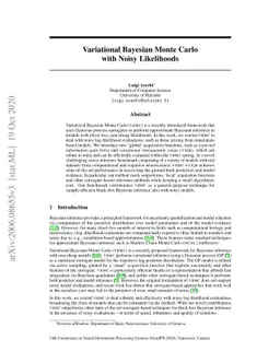 Variational Bayesian Monte Carlo with Noisy Likelihoods