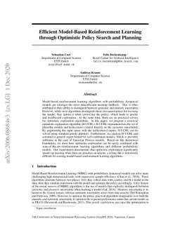 Efficient Model-Based Reinforcement Learning through Optimistic Policy
  Search and Planning