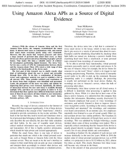 Using Amazon Alexa APIs as a Source of Digital Evidence