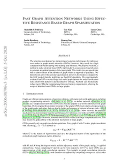 Fast Graph Attention Networks Using Effective Resistance Based Graph
  Sparsification