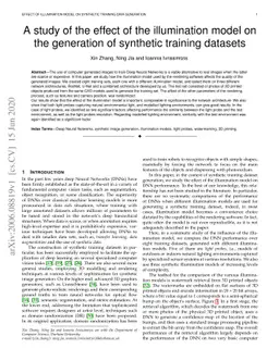 A study of the effect of the illumination model on the generation of
  synthetic training datasets