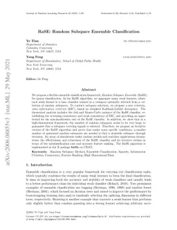 RaSE: Random Subspace Ensemble Classification