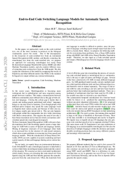 End-to-End Code Switching Language Models for Automatic Speech
  Recognition