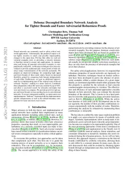 Debona: Decoupled Boundary Network Analysis for Tighter Bounds and
  Faster Adversarial Robustness Proofs