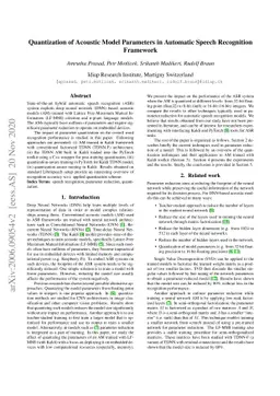 Quantization of Acoustic Model Parameters in Automatic Speech
  Recognition Framework