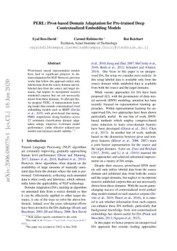 PERL: Pivot-based Domain Adaptation for Pre-trained Deep Contextualized
  Embedding Models