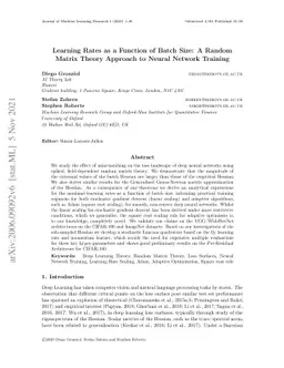 Learning Rates as a Function of Batch Size: A Random Matrix Theory
  Approach to Neural Network Training