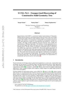 UCSG-Net -- Unsupervised Discovering of Constructive Solid Geometry Tree
