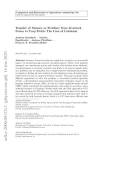 Transfer of Manure as Fertilizer from Livestock Farms to Crop Fields:
  The Case of Catalonia