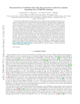 Reconstruction of turbulent data with deep generative models for
  semantic inpainting from TURB-Rot database