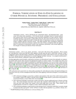 Formal Verification of End-to-End Learning in Cyber-Physical Systems:
  Progress and Challenges