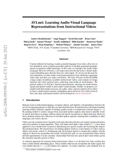 AVLnet: Learning Audio-Visual Language Representations from
  Instructional Videos