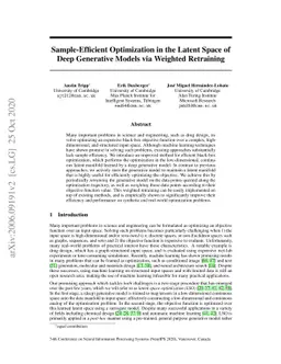 Sample-Efficient Optimization in the Latent Space of Deep Generative
  Models via Weighted Retraining