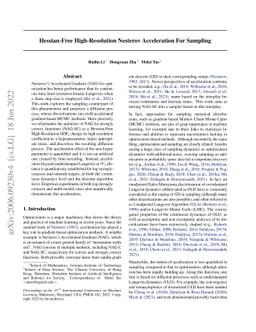 Hessian-Free High-Resolution Nesterov Acceleration for Sampling