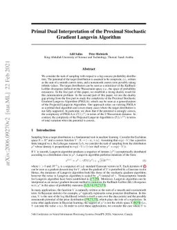 Primal Dual Interpretation of the Proximal Stochastic Gradient Langevin
  Algorithm