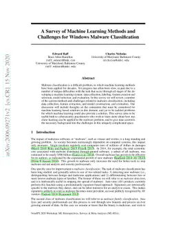 A Survey of Machine Learning Methods and Challenges for Windows Malware
  Classification