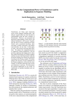 On the Computational Power of Transformers and its Implications in
  Sequence Modeling