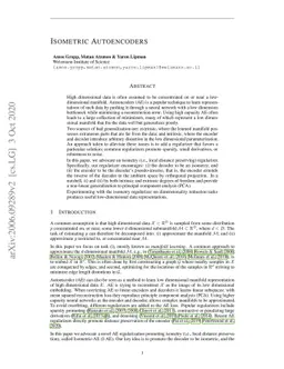 Isometric Autoencoders