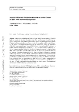 Novel Randomized Placement for FPGA Based Robust ROPUF with Improved
  Uniqueness