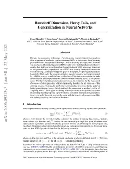 Hausdorff Dimension, Heavy Tails, and Generalization in Neural Networks