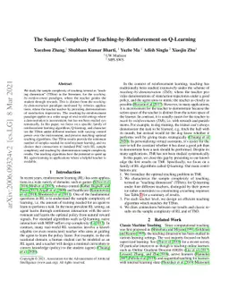 The Sample Complexity of Teaching-by-Reinforcement on Q-Learning