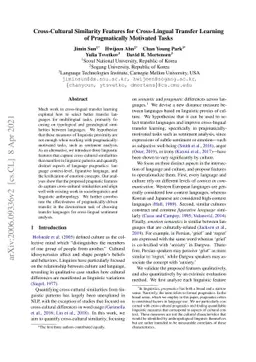 Cross-Cultural Similarity Features for Cross-Lingual Transfer Learning
  of Pragmatically Motivated Tasks