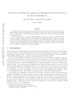 A Note on the Global Convergence of Multilayer Neural Networks in the
  Mean Field Regime