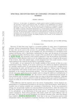 Spectral deconvolution of unitarily invariant matrix models