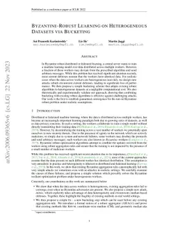 Byzantine-Robust Learning on Heterogeneous Datasets via Bucketing