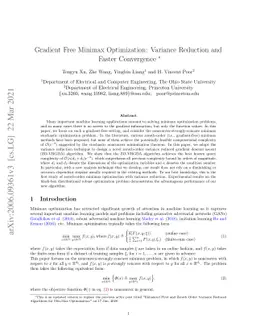 Gradient Free Minimax Optimization: Variance Reduction and Faster
  Convergence