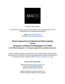 Response by the Montreal AI Ethics Institute to the European
  Commission's Whitepaper on AI