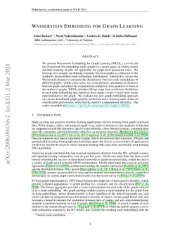 Wasserstein Embedding for Graph Learning