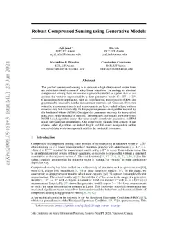 Robust Compressed Sensing using Generative Models