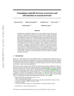 Untangling tradeoffs between recurrence and self-attention in neural
  networks