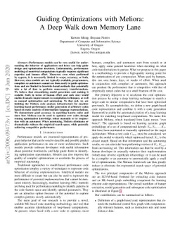 Guiding Optimizations with Meliora: A Deep Walk down Memory Lane