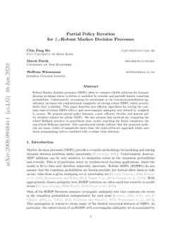 Partial Policy Iteration for L1-Robust Markov Decision Processes