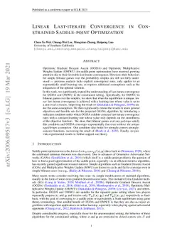 Linear Last-iterate Convergence in Constrained Saddle-point Optimization
