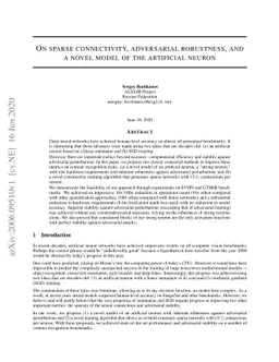 On sparse connectivity, adversarial robustness, and a novel model of the
  artificial neuron
