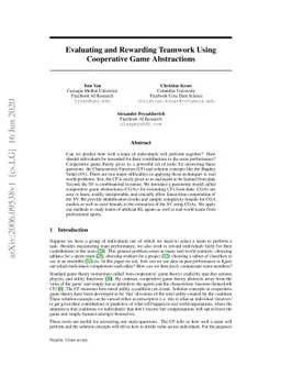 Evaluating and Rewarding Teamwork Using Cooperative Game Abstractions
