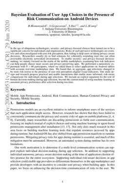 Bayesian Evaluation of User App Choices in the Presence of Risk
  Communication on Android Devices