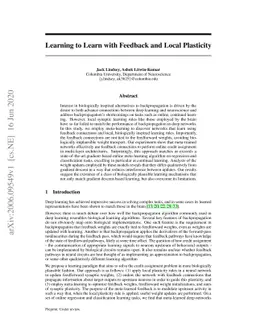 Learning to Learn with Feedback and Local Plasticity