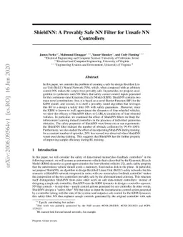 ShieldNN: A Provably Safe NN Filter for Unsafe NN Controllers