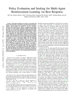 Policy Evaluation and Seeking for Multi-Agent Reinforcement Learning via
  Best Response