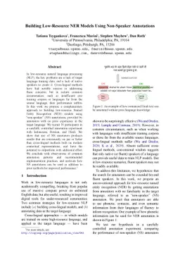 Building Low-Resource NER Models Using Non-Speaker Annotation