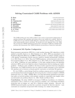 Solving Constrained CASH Problems with ADMM
