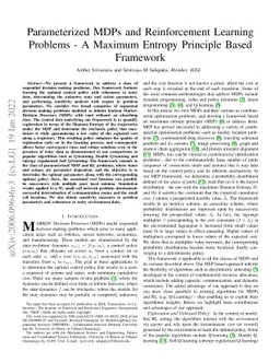 Parameterized MDPs and Reinforcement Learning Problems -- A Maximum
  Entropy Principle Based Framework